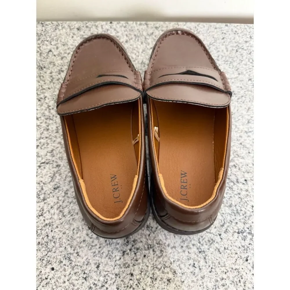 J Crew BO490 Boys' penny loafers Dress Shoes Brown Kids Size 5